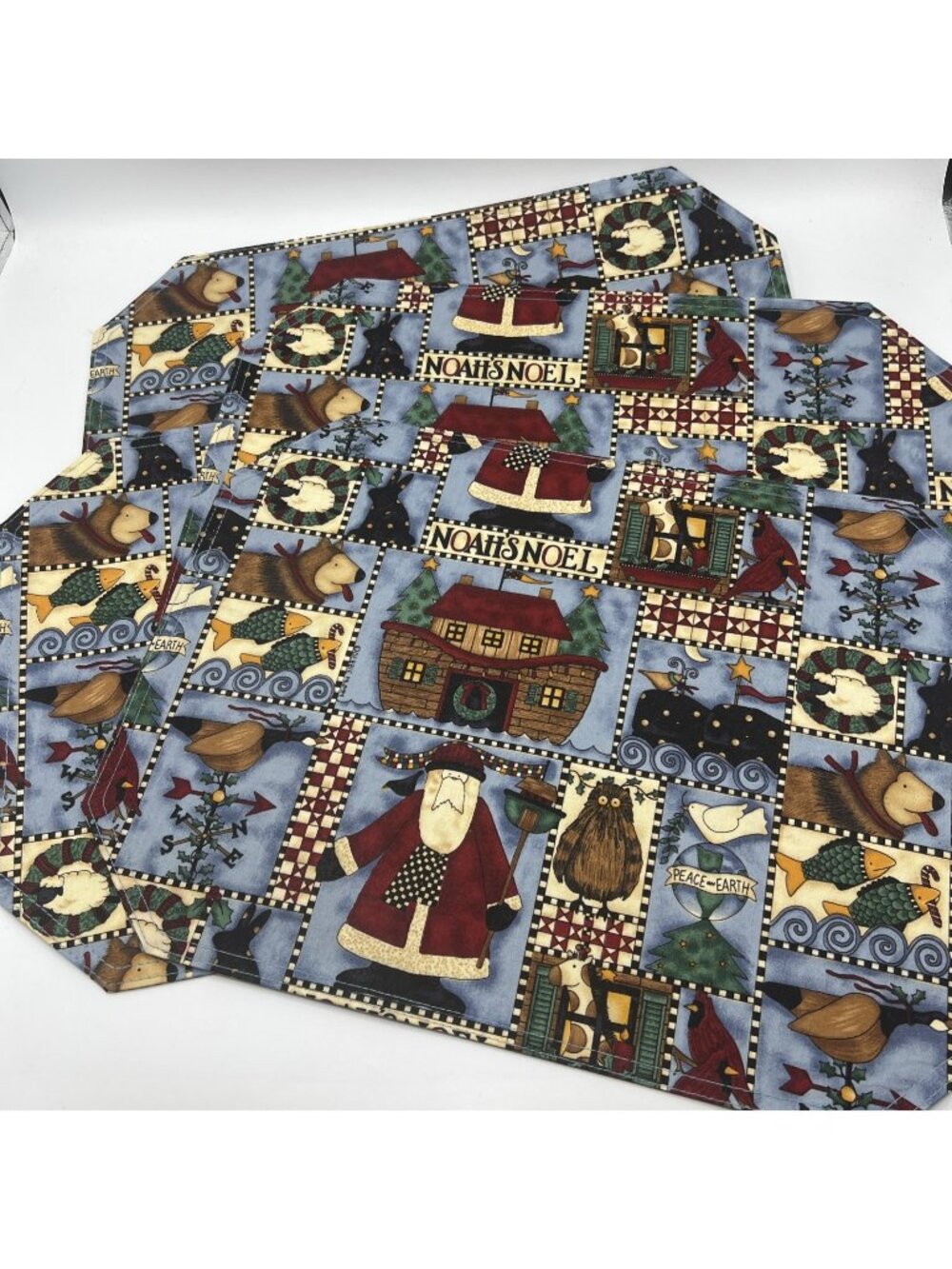 Debbie Mumm Noahs Noel Christmas Placemats 4 Pc Set Santa Ark Cottagecore